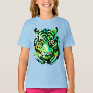 T-shirt enfant tigre vert - dessin de tigre vert