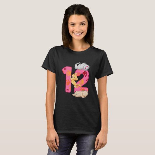 T-shirt Enfants 12e anniversaire Kittens Balloon Chat Paw (Devant entier)