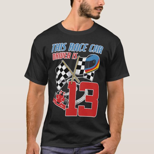 T-shirt Enfants 13 ans voiture de course Anniversaire 13e  (Devant)