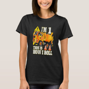 T-shirt Enfants 1 an Anniversaire Béton Mixer Camion