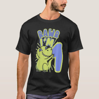 T-shirt Enfants 1 An Dino Pour 1Er Anniversaire Rex Dinosa