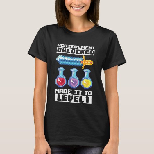 T-shirt Enfants 1er Anniversaire Jeu Pixel Art Achievement (Devant)