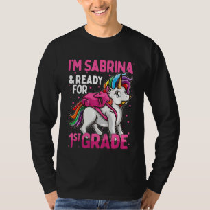T-shirt Enfants 1st Grader Unicorn Je suis Sabrina Et Prêt