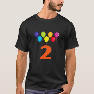 T-shirt Enfants 2 Ans Mignonne 2E Anniversaire Ballons Deu
