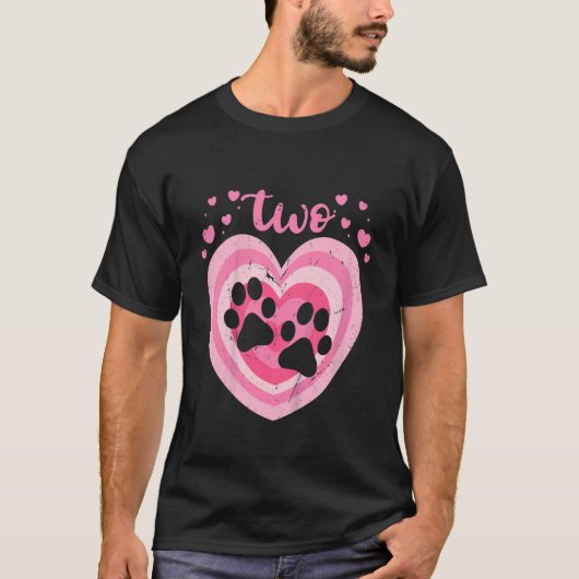 T-shirt Enfants 2 ans mignonne chien paw Anniversaire fill (Devant)