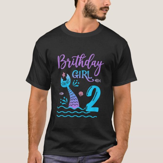 T-shirt Enfants 2 ans queue de sirène d'enfant 2e annivers (Devant)