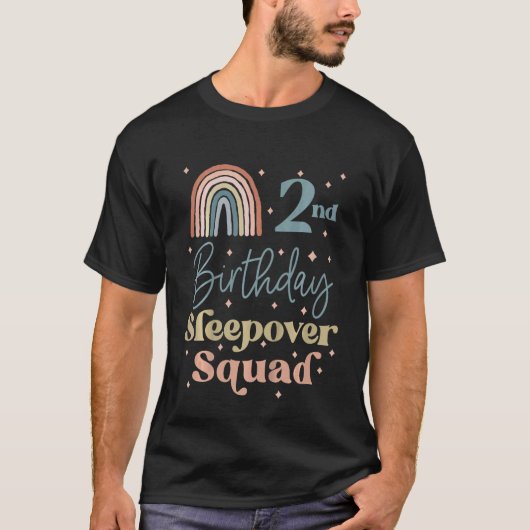 T-shirt Enfants 2e anniversaire Boho Rainbow Sleepover Squ (Devant)