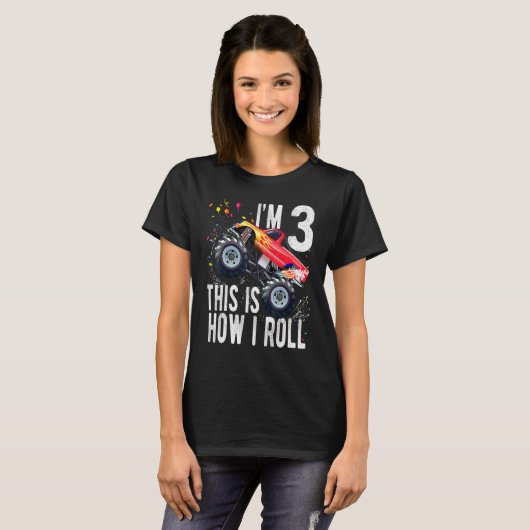 T-shirt Enfants 3 ans 3e anniversaire Garçon Monster Camio (Devant entier)