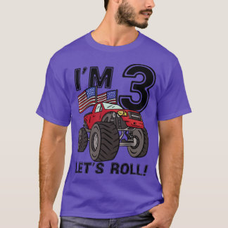 T-shirt Enfants 3 ans Garçon Monster Truck US Drapeau 3e B