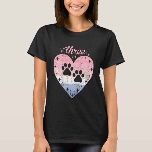 T-shirt Enfants 3 ans mignonne chien paw Anniversaire fill (Devant)