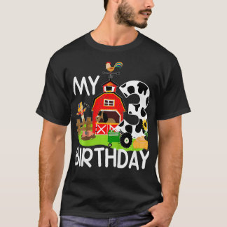 T-shirt Enfants 3e anniversaire ferme tracteur Cochon Chev
