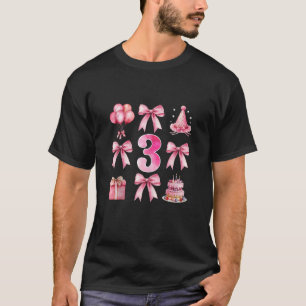 T-shirt Enfants 3e anniversaire fille rose coquette Bow tr