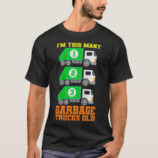T-shirt Enfants 3e anniversaire Garbage Truck Trois soirée