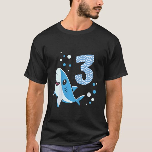 T-shirt Enfants 3e anniversaire Garçons requin 3 ans Old O (Devant)