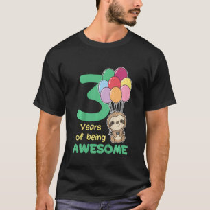 T-shirt Enfants 3e anniversaire Sloth Enfants 3 ans Sloth