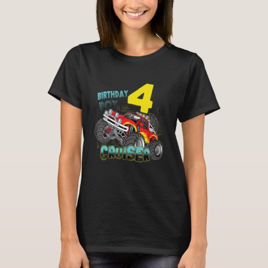 T-shirt Enfants 4 ans 4e anniversaire Garçon Monster Camio (Devant)