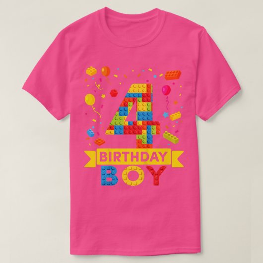 T-shirt Enfants 4 ans Bâtiment Blocs 4e Anniversaire Garço (Design devant)
