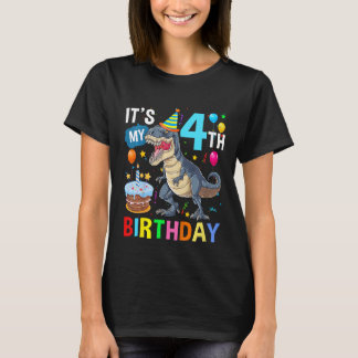 T-shirt Enfants 4 ans C'est mon 4e anniversaire garçon Din