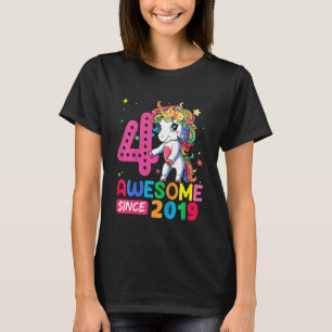 T-shirt Enfants 4 ans Unicorne Flossant 4e anniversaire fi
