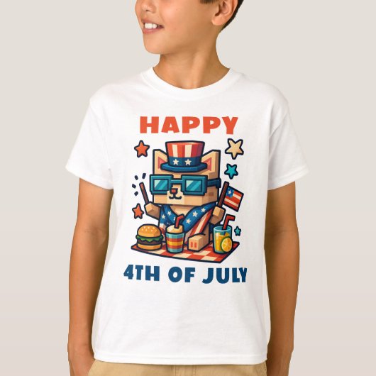 T-shirt Enfants 4 juillet Minecraft (Devant)
