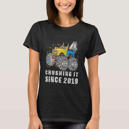 T-shirt Enfants 4 l'écrasant depuis 2019 Monster Truck 4th (Devant)
