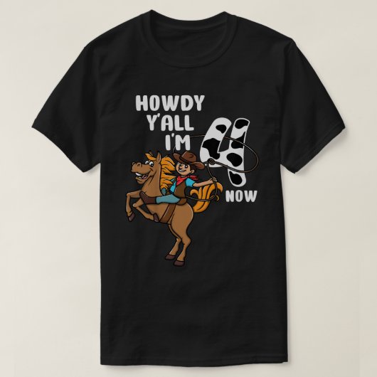 T-shirt Enfants 4Anniversaire Rodéo Western Cowboy Howdy Y (Design devant)
