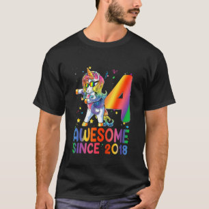 T-shirt Enfants 4e anniversaire 4 ans Filles Ados Dabbing