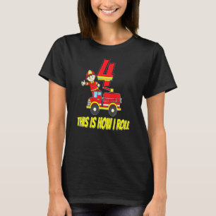 T-shirt Enfants 4e anniversaire 4 ans Garçon Pompier Enfan