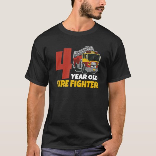 T-shirt Enfants 4e anniversaire Camion d'incendie 4 ans co (Devant)