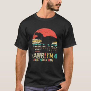 T-shirt Enfants 4e anniversaire garçon Dinosaur Rawr I'm 4