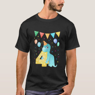 T-shirt Enfants 4e anniversaire J'ai 4 ans avec Dino Casqu