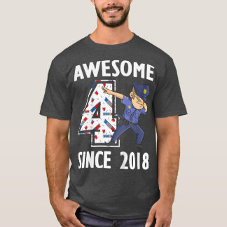 T-shirt Enfants 4e anniversaire Policeman Party Boy Police