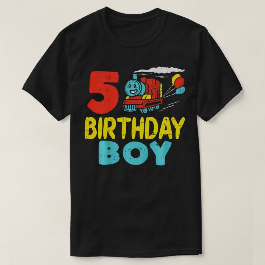 T-shirt Enfants 5 Anniversaire Garçon Train Cute Boys 5e A (Design devant)