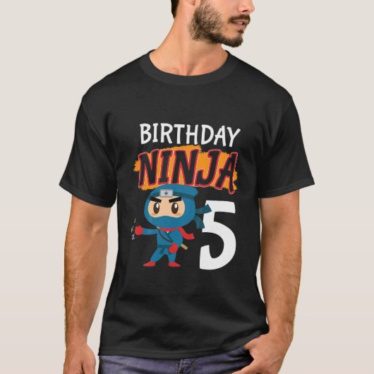 T-shirt Enfants 5 Ans 5E Ninja Anniversaire Jeu de garçons (Devant)