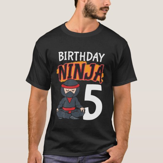 T-shirt Enfants 5 Ans 5E Ninja Anniversaire Jeu de garçons (Devant)