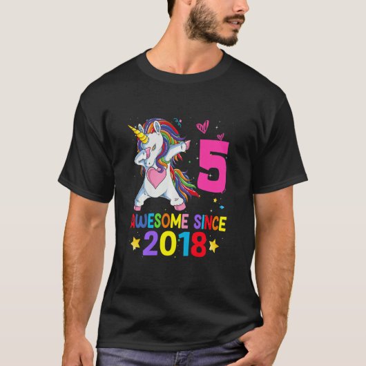 T-shirt Enfants 5 ans Filles Ados Dabbing Unicorn 5e B (Devant)