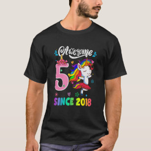 T-shirt Enfants 5 ans Filles Dabbing Unicorne Awesome Sinc