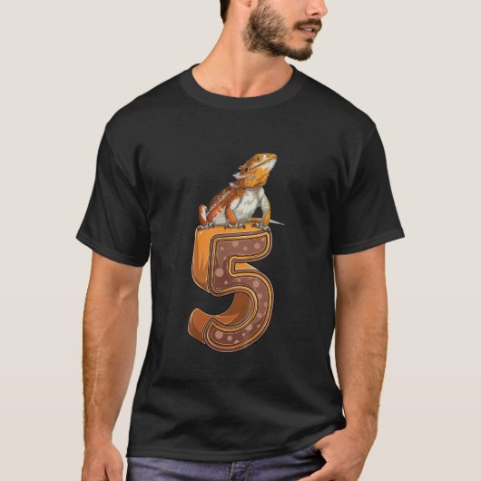 T-shirt Enfants 5 Ans Reptile Dragon Porté 5E Anniversaire (Devant)