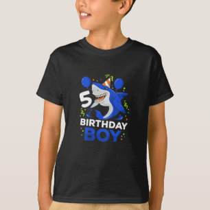 T-shirt Enfants 5Anniversaire Garçon requin Ocean Thème 