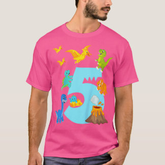 T-shirt Enfants 5E Anniversaire Boy Dino Outfit - Cinq Ans