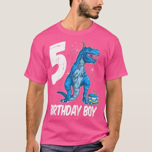 T-shirt Enfants 5E Anniversaire Dinosaur T Rex Pour 5 Ans (Devant)
