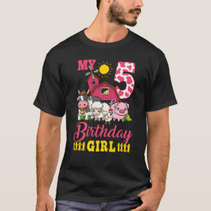 T-shirt Enfants 5e anniversaire Ferme Animaux Fille 1 ans