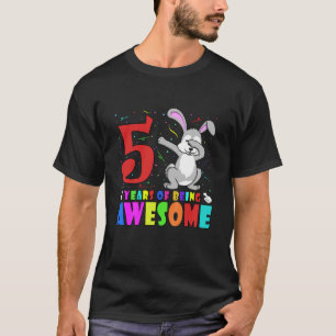 T-shirt Enfants 5E Anniversaire Fête Dabbing Bunny - 5 Ans