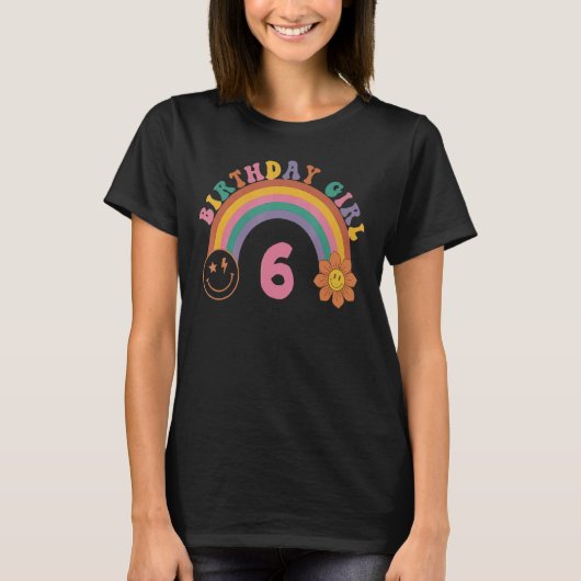 T-shirt Enfants 6 ans 6e anniversaire tenue fille arc-en-c (Devant)
