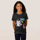 T-Shirt Enfants 6 ans fille Anniversaire tenue Unicorn Cha (Devant entier)