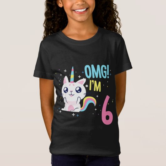 T-Shirt Enfants 6 ans fille Anniversaire tenue Unicorn Cha (Devant)
