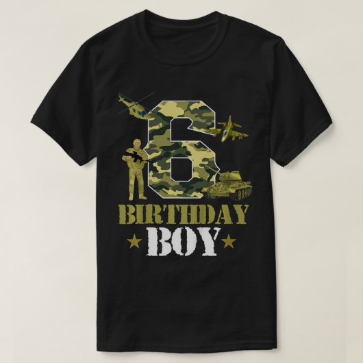 T-shirt Enfants 6e anniversaire Militaire Thème Camo Boys  (Design devant)