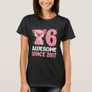 T-shirt Enfants 6e anniversaire pour filles cochon stupéfi