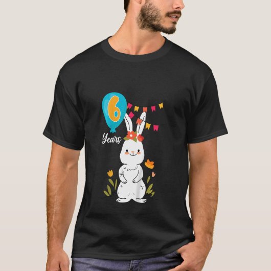 T-shirt Enfants 6e fête d'anniversaire 6 ans Lapin Rabbit  (Devant)