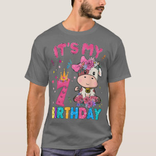 T-shirt Enfants 7 Ans 7e Anniversaire Vache Filles Awesome